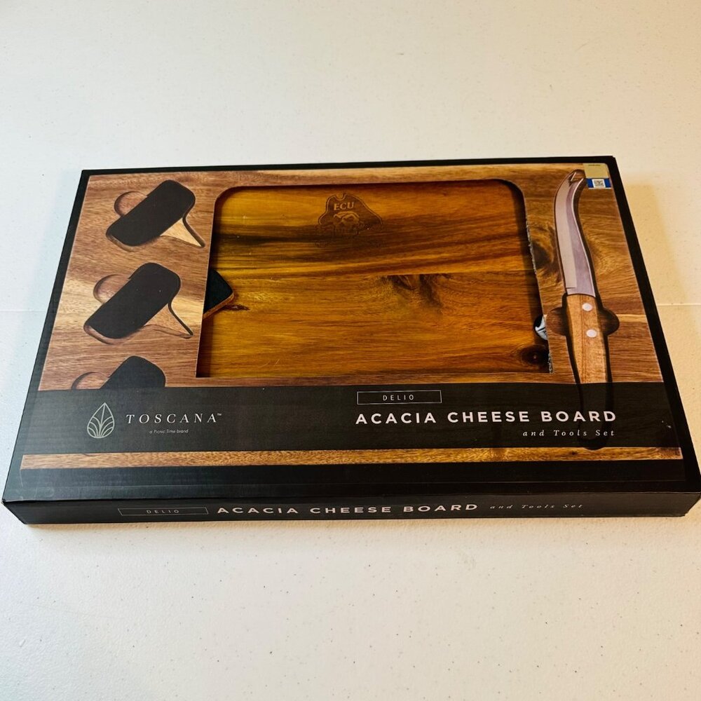 Acacia Cheese Board charcuterie knife labels ECU NCAA Team East Carolina Pirates